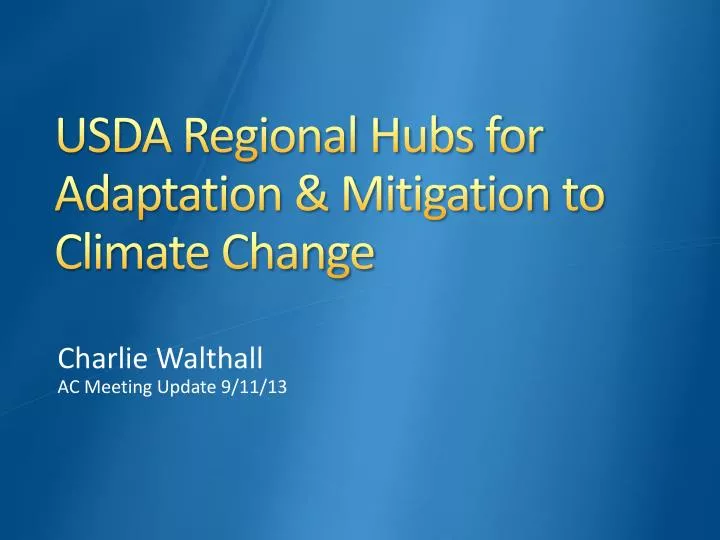 usda regional hubs for adaptation mitigation to climate change