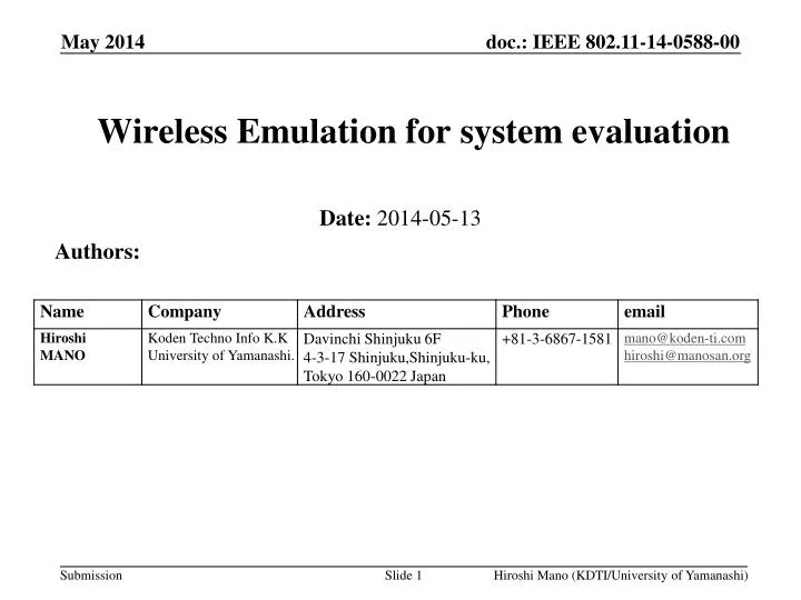 wireless emulation for system evaluation