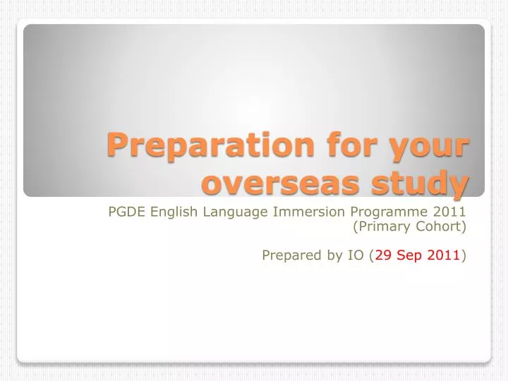 preparation for your overseas study