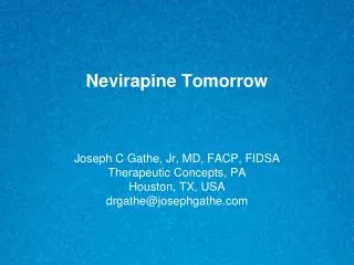 Nevirapine Tomorrow