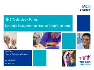 NHS Technology Funds: Strategic Investment to support integrated care