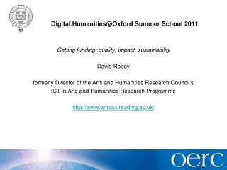Digital.Humanities@Oxford Summer School 2011