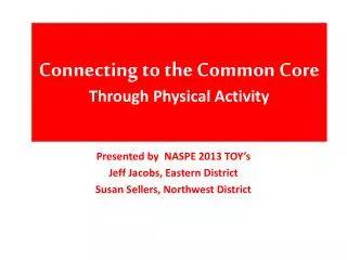 connecting to the common core through physical activity