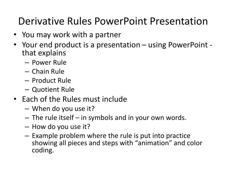 derivative rules powerpoint presentation