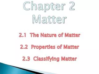 Chapter 2 Matter