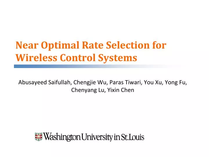 near optimal rate selection for wireless control systems
