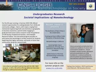 Undergraduates Research Societal Implications of Nanotechnology