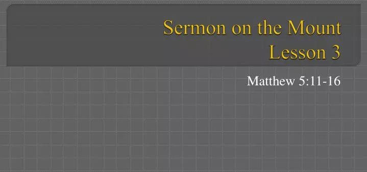 sermon on the mount lesson 3