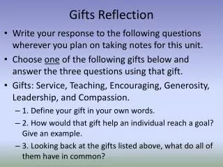 Gifts Reflection
