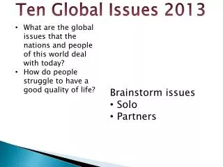 Ten Global Issues 2013