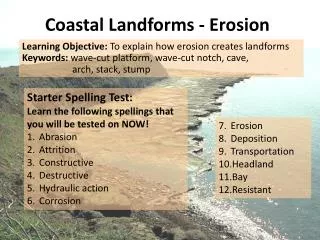 Coastal Landforms - Erosion