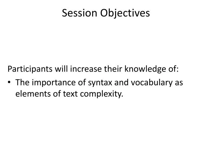 session objectives