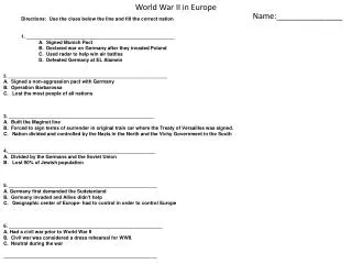 Directions: Use the clues below the line and fill the correct nation