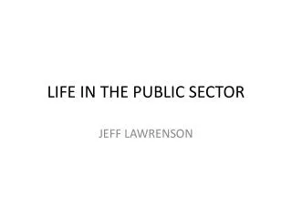 LIFE IN THE PUBLIC SECTOR