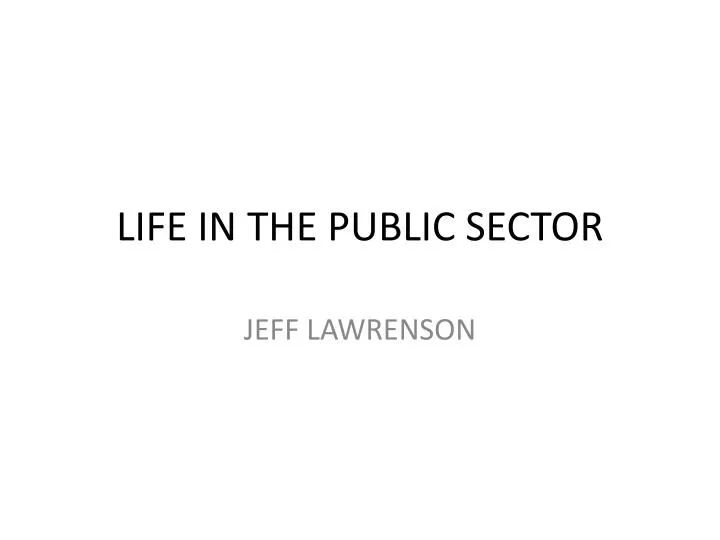 life in the public sector
