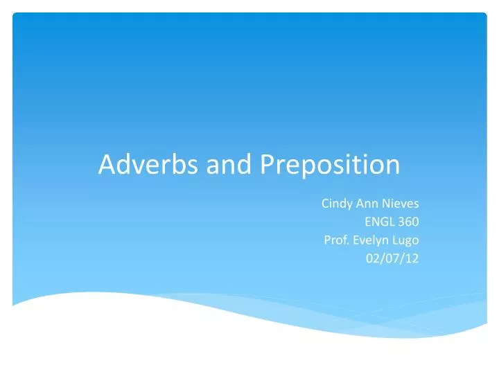 adverbs and preposition