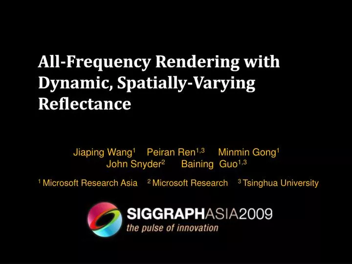 all frequency rendering with dynamic spatially varying reflectance