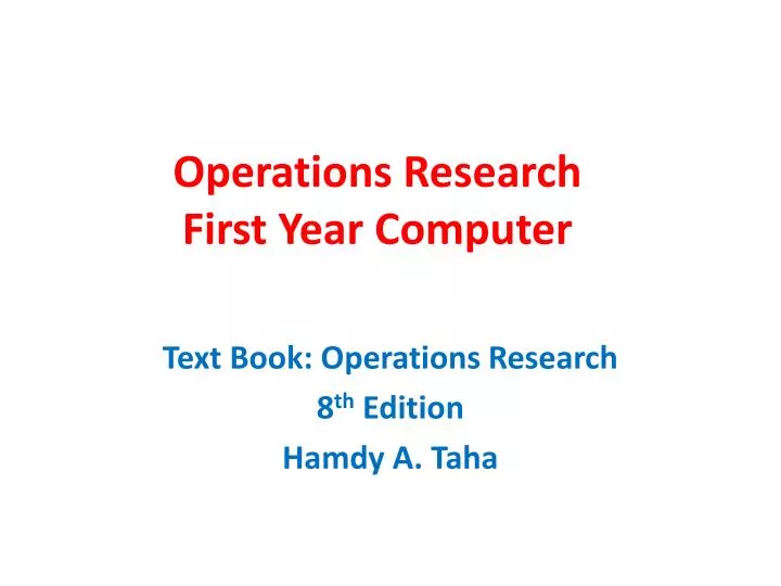 operations research first year computer