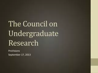 The Council on Undergraduate Research