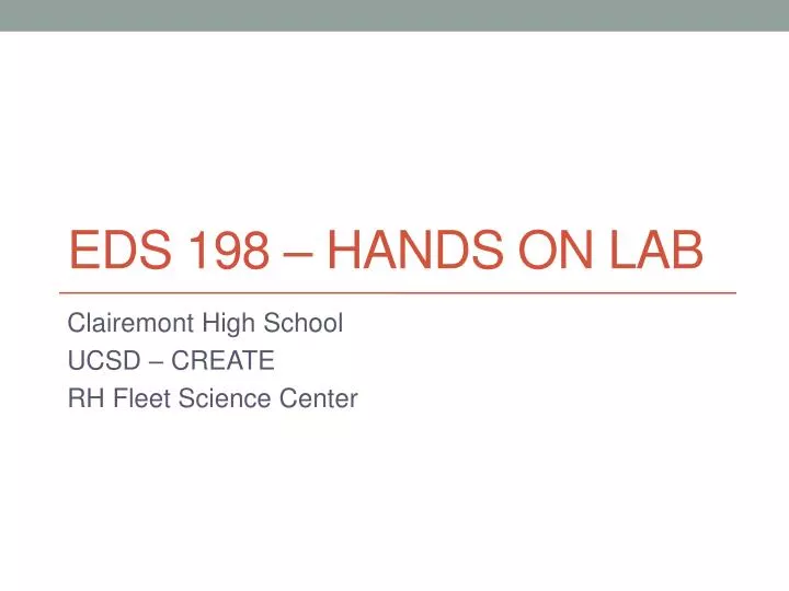 eds 198 hands on lab