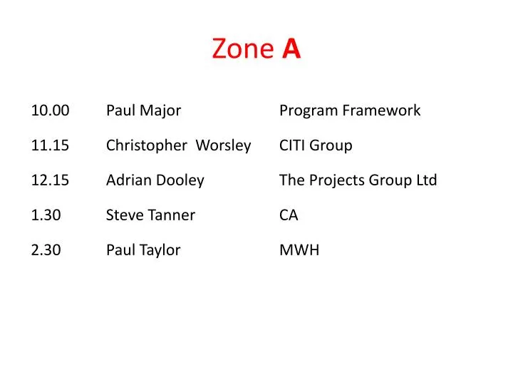 zone a