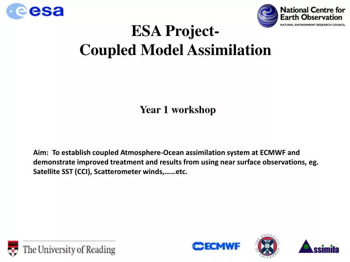 esa project coupled model assimilation