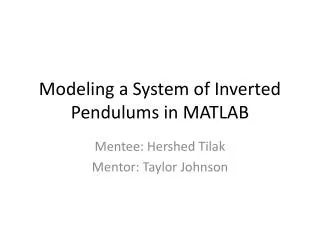 Modeling a System of Inverted Pendulums in MATLAB
