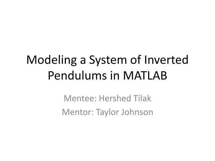 modeling a system of inverted pendulums in matlab
