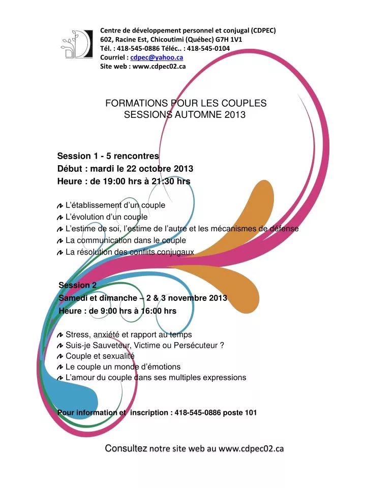 formations pour les couples sessions automne 2013