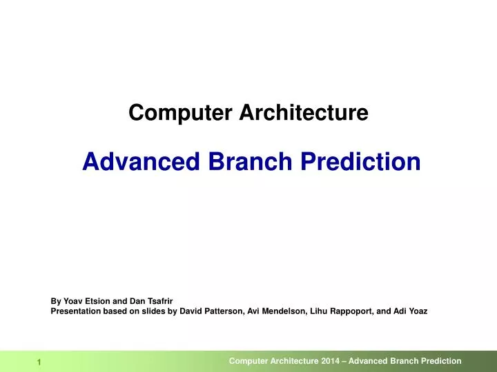 computer architecture advanced branch prediction
