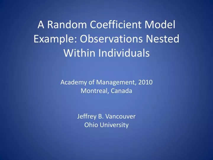 a random coefficient model example observations nested within individuals