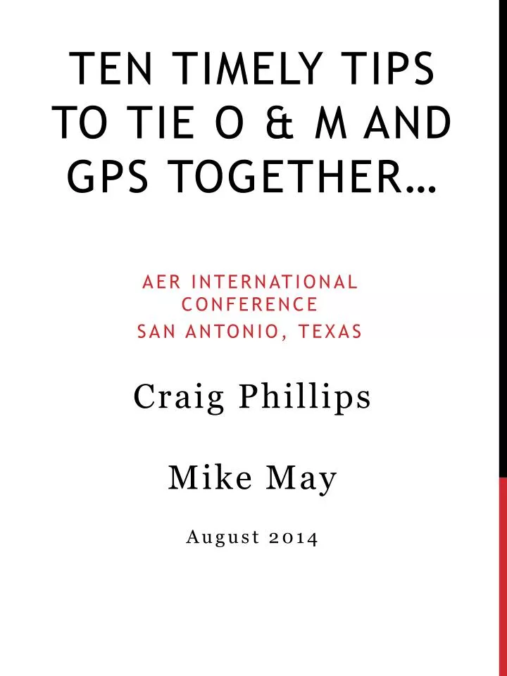 ten timely tips to tie o m and gps together