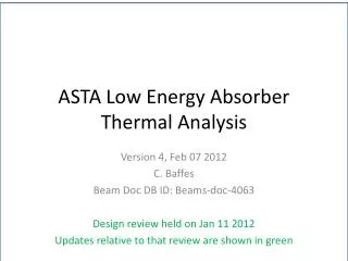 ASTA Low Energy Absorber Thermal Analysis