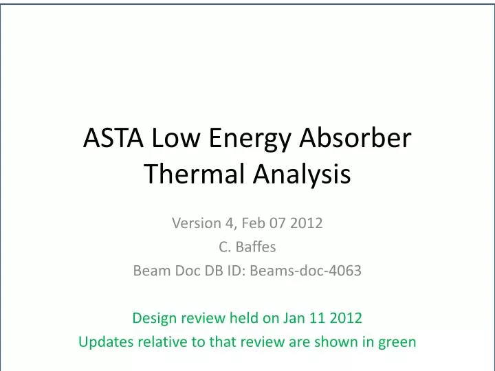 asta low energy absorber thermal analysis