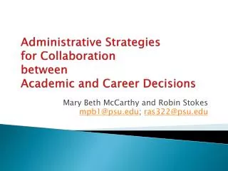 Administrative Strategies for Collaboration between Academic and Career Decisions
