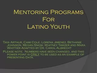 Mentoring Programs For Latino Youth