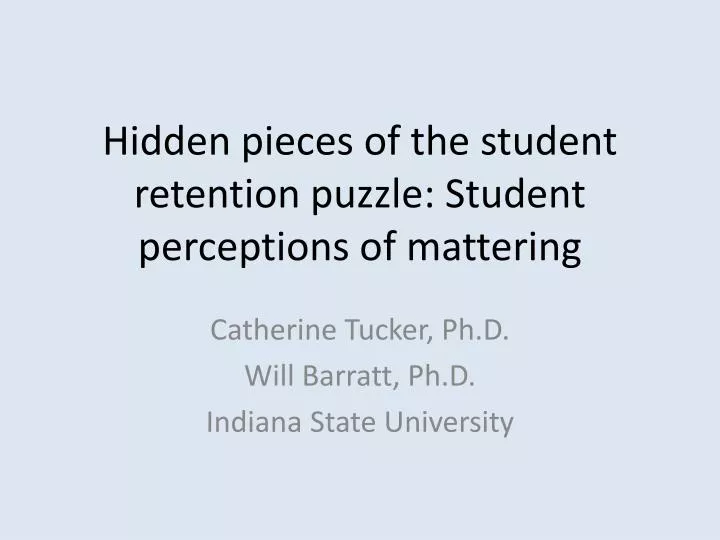 hidden pieces of the student retention puzzle student perceptions of mattering