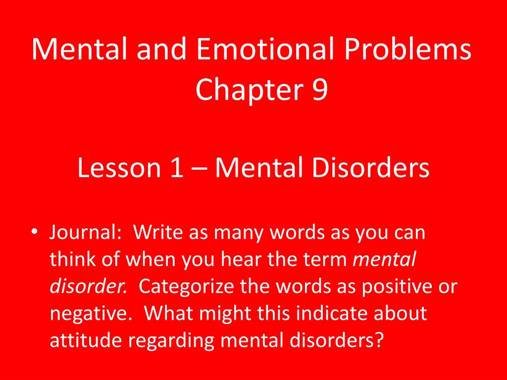 PPT - Lesson 1 – Mental Disorders PowerPoint Presentation, free ...