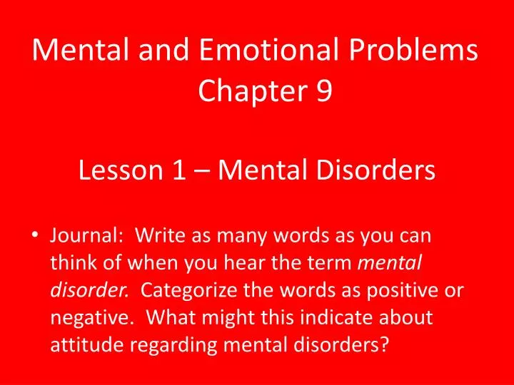 lesson 1 mental disorders