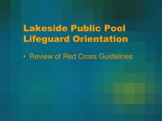 Lakeside Public Pool Lifeguard Orientation