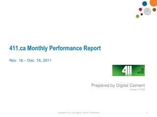 411 Monthly Performance Report