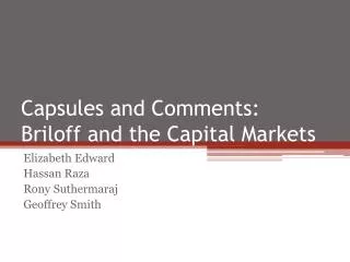 Capsules and Comments: Briloff and the Capital Markets