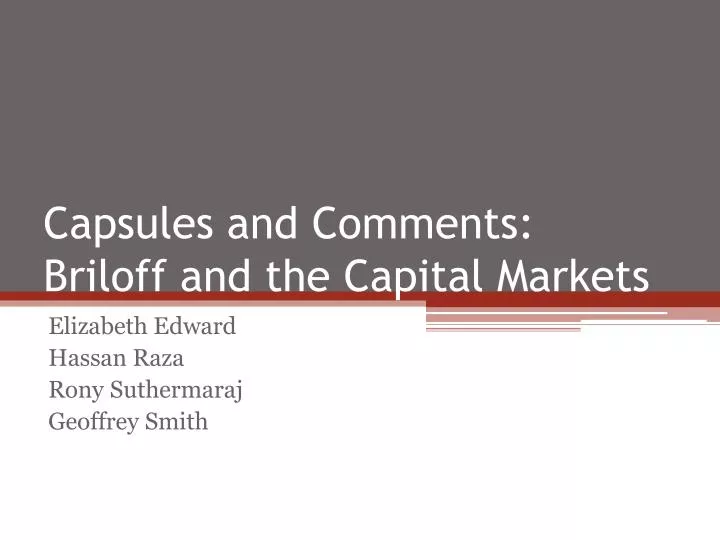 capsules and comments briloff and the capital markets