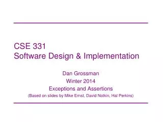 CSE 331 Software Design &amp; Implementation