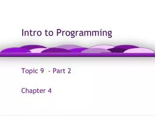 Intro to Programming