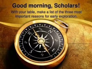 Good morning, Scholars!