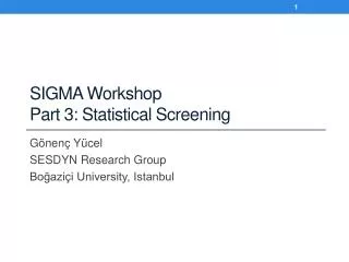 SIGMA Workshop Part 3: Statistical Screening