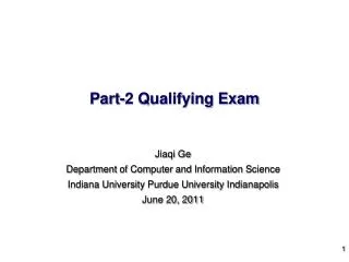 Part-2 Qualifying Exam