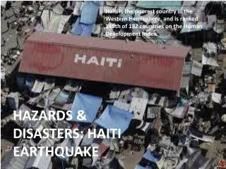 HAZARDS &amp; DISASTERS: HAITI EARTHQUAKE
