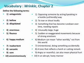 Vocabulary : Wrinkle , Chapter 2